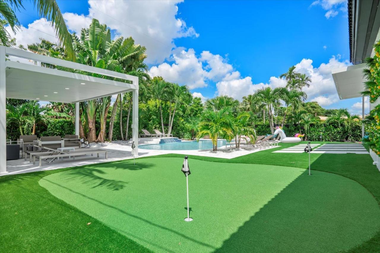 Villalee-Jungle Palm Island White Marble Pool Area Miami Exterior foto